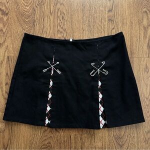 Super Low Fat Vintage Black mini unlined Skirt Medium safety pins Made in USA